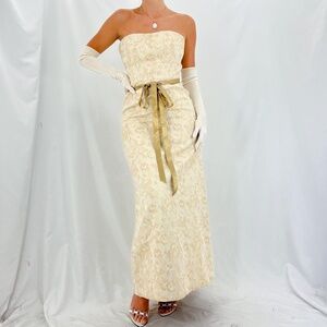 David Meister Vintage Yellow Stapless Ball Gown